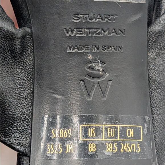 Stuart Weitzman Cece Block Heel Sandal Women's Open Toe Black Size US8B EU38.5 - Picture 9 of 14